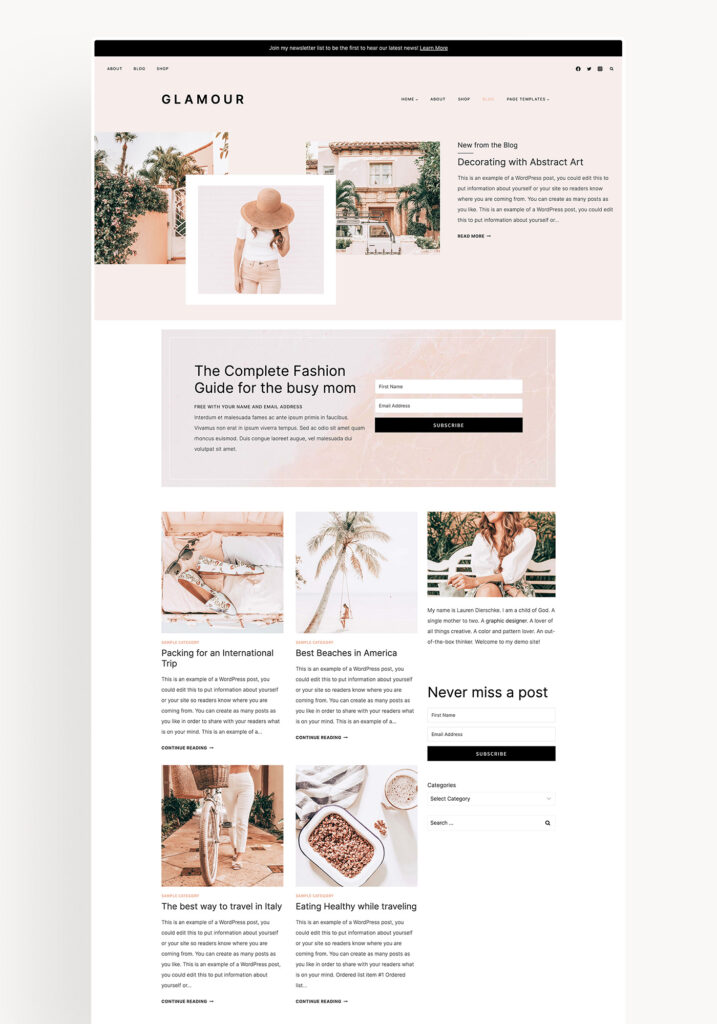 Affordable & Customizable Feminine WordPress Themes - Restored 316