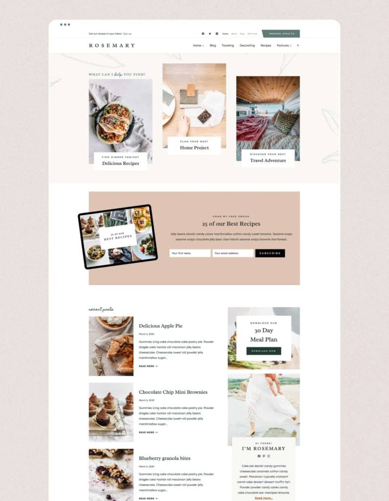 Feminine WordPress themes for female entrepreneurs - Rosemary Theme ...