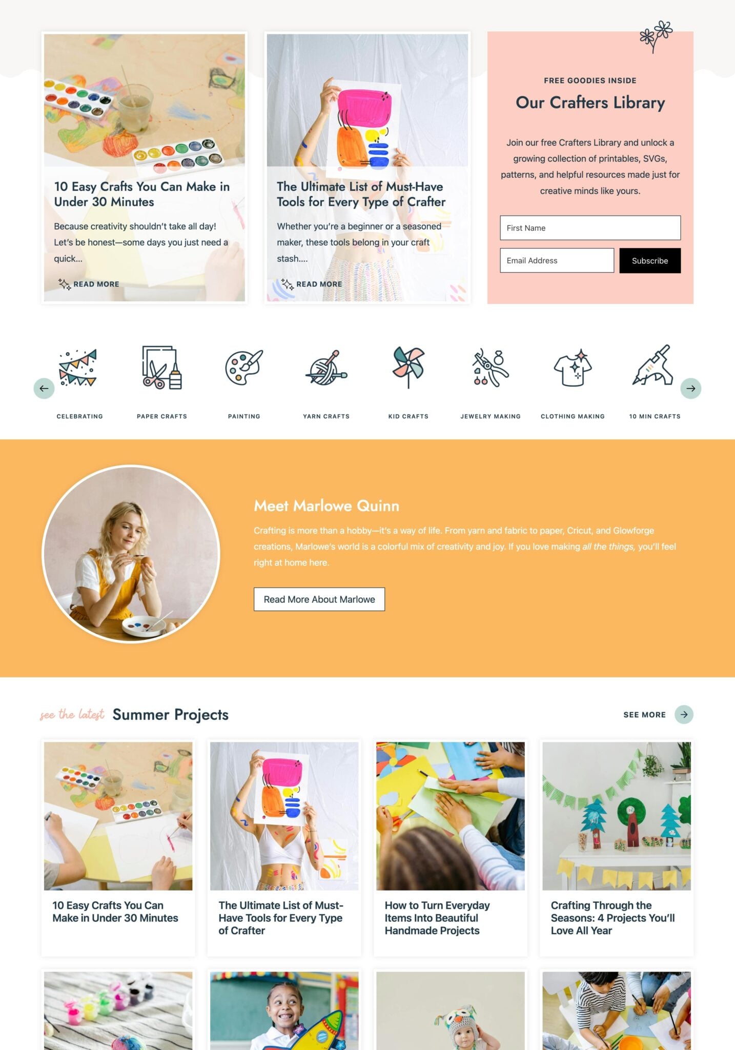 Crafted — Feminine WordPress Theme for Crafters