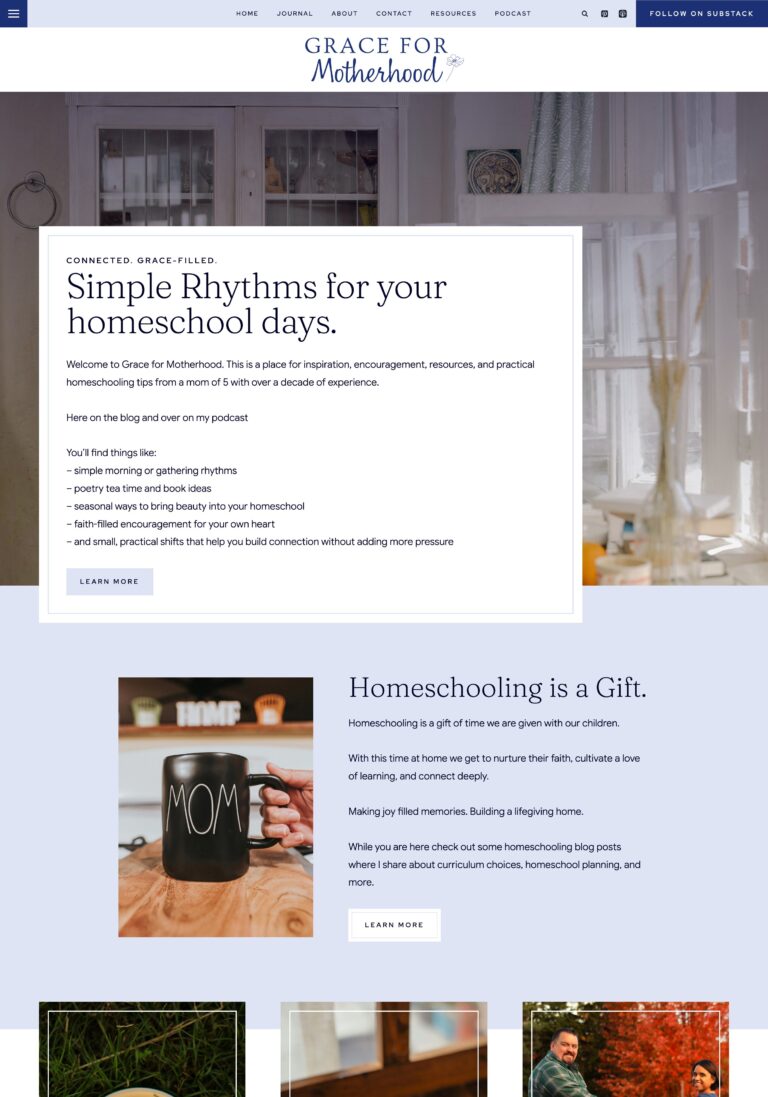 Sarah Feminine WordPress Theme Used by Grace for Motherhood