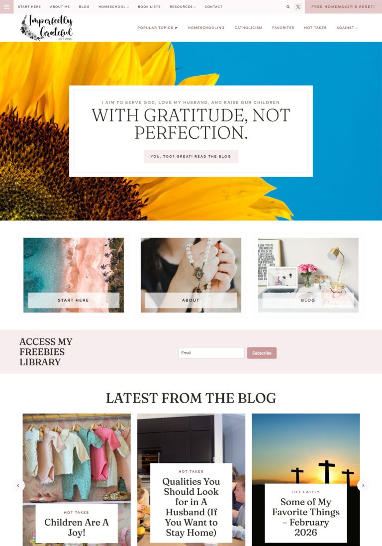 Sarah Feminine WordPress Theme Used by Grace for Motherhood